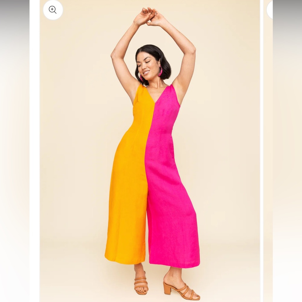 Color Block Linen Jumpsuit from Mixed by Nasrin 
Size Medium M NWT